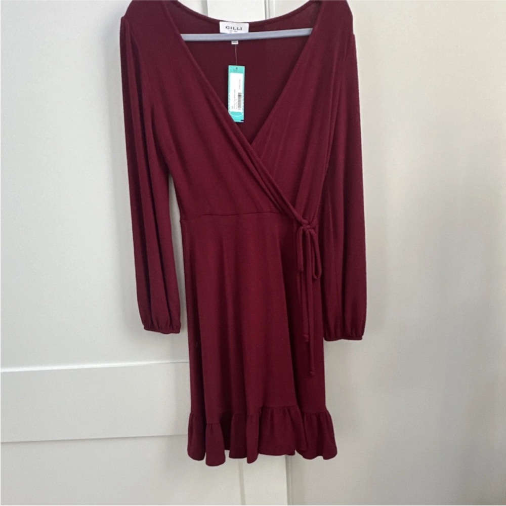Gilli Burgundy Long Sleeve Dress